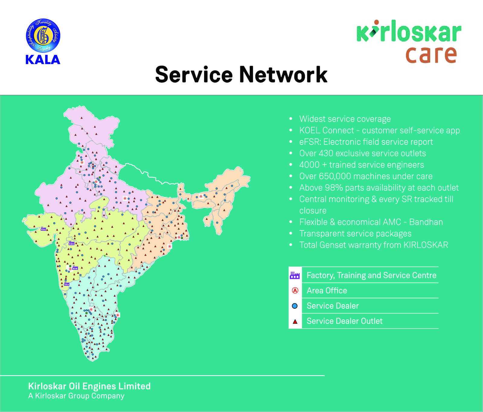 Kirloskar Care service network coverage across India